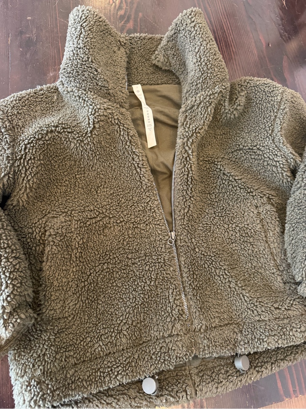Lululemon Women’s 2 Olive Green Sherpa Jacket - Soft Zip Front Coat